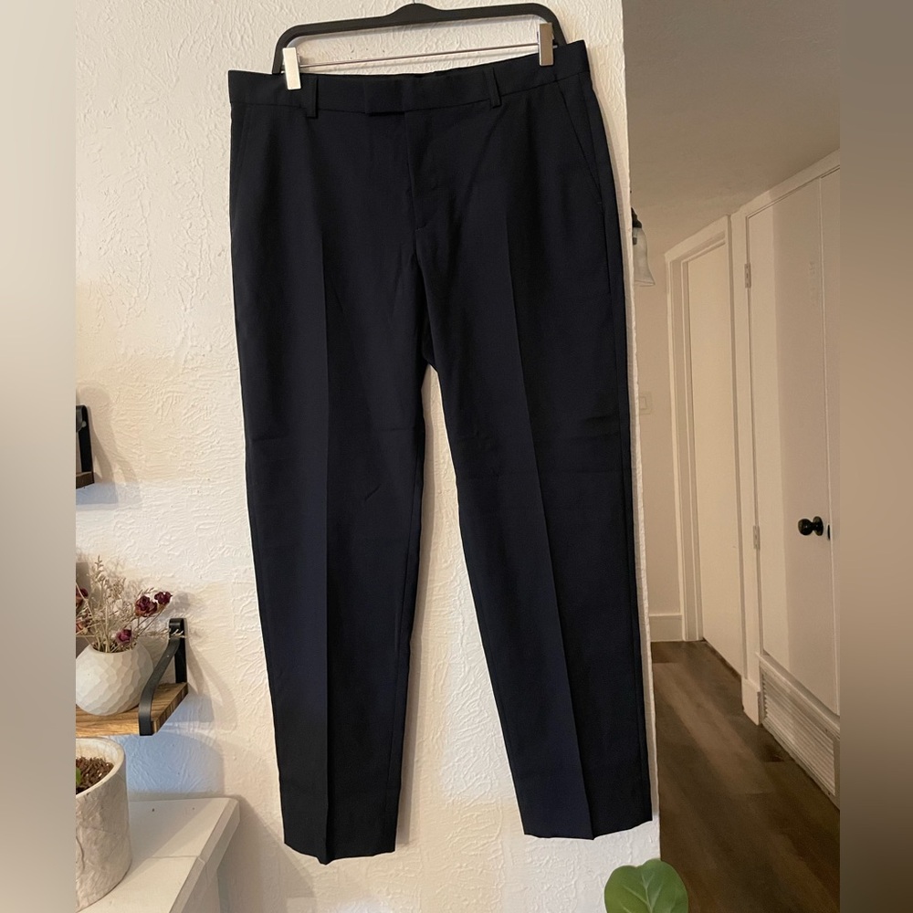 Sandro Marine Men's Dress Pants Wool STRAIGHT-LEG TROUSERS - XL / FR 44